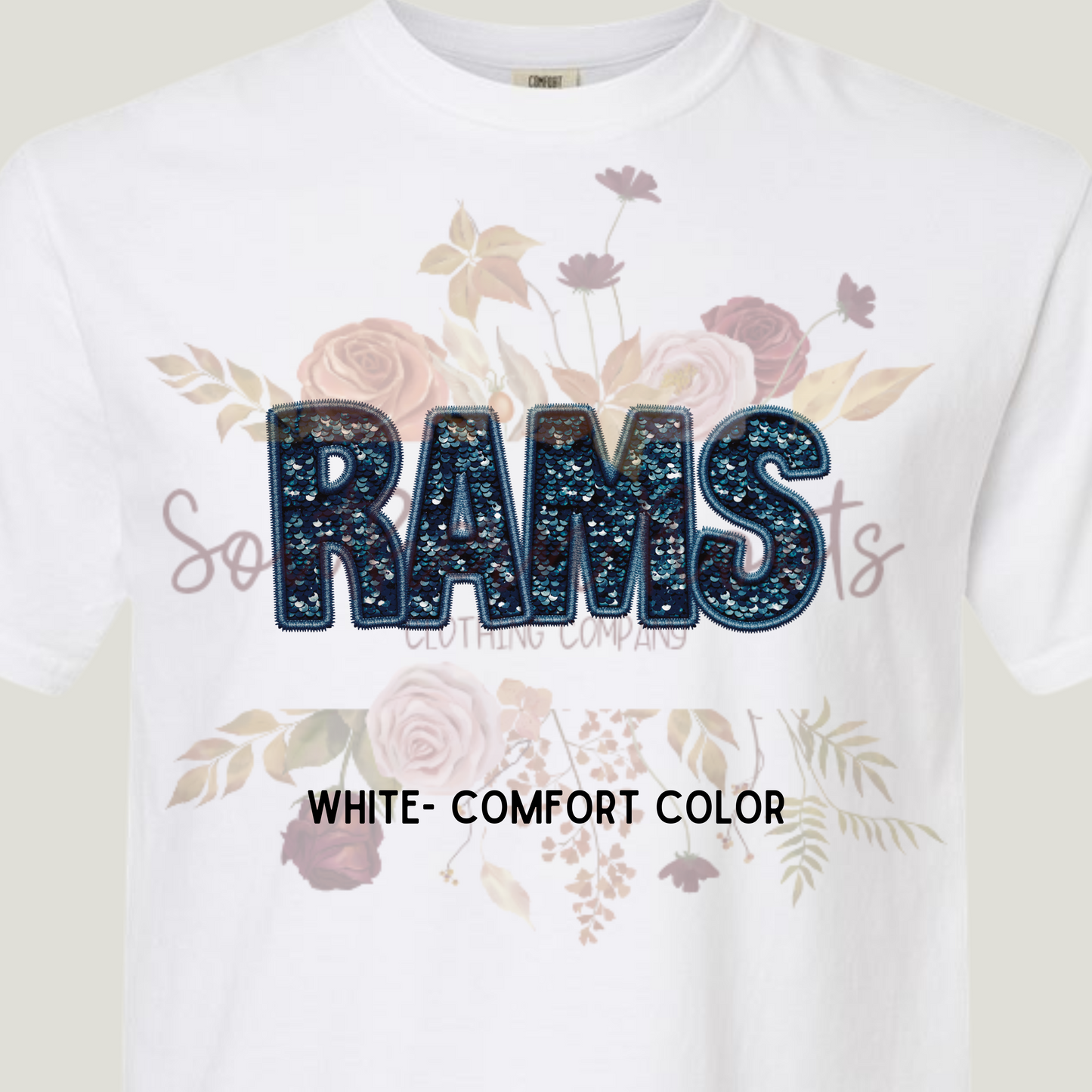 Faux Embroidery Sequin Rams T-Shirt