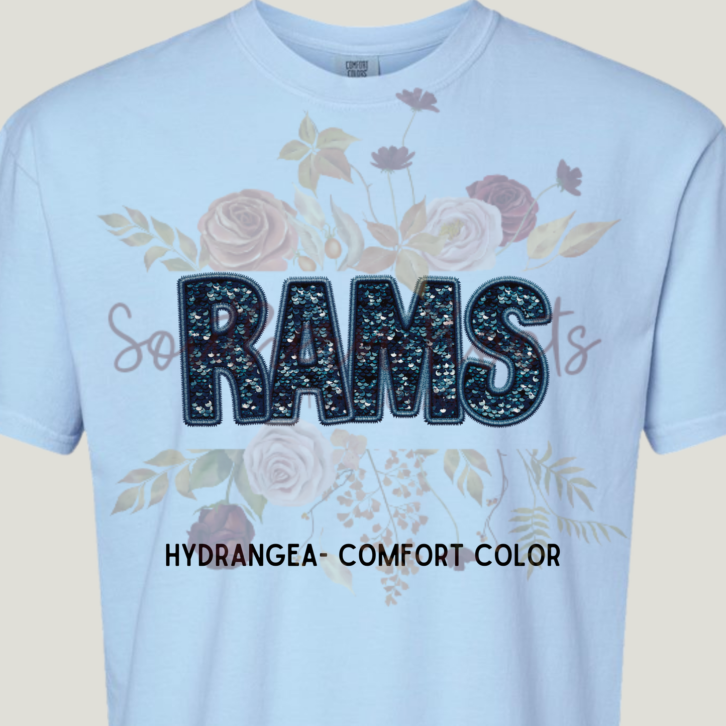 Faux Embroidery Sequin Rams T-Shirt