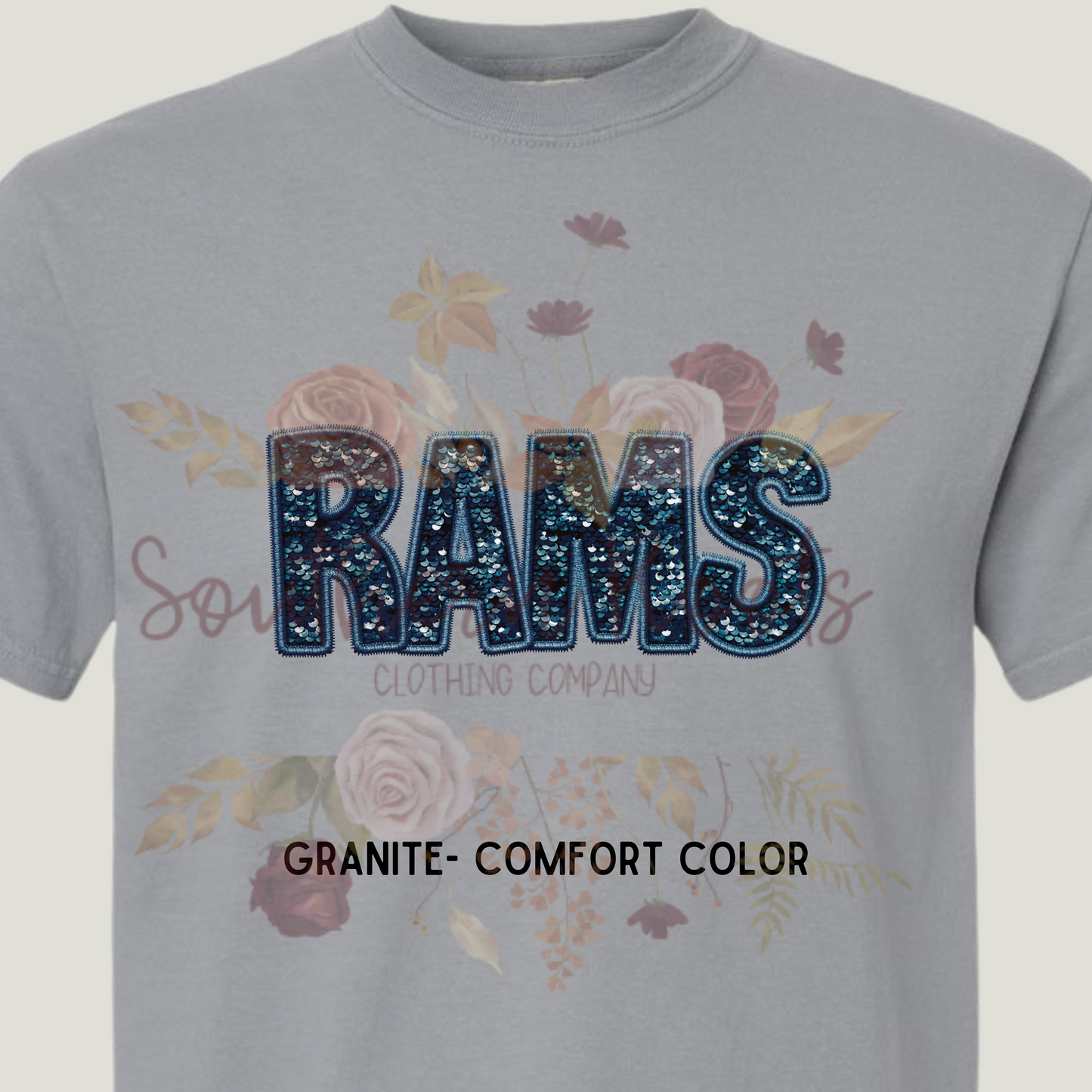 Faux Embroidery Sequin Rams T-Shirt