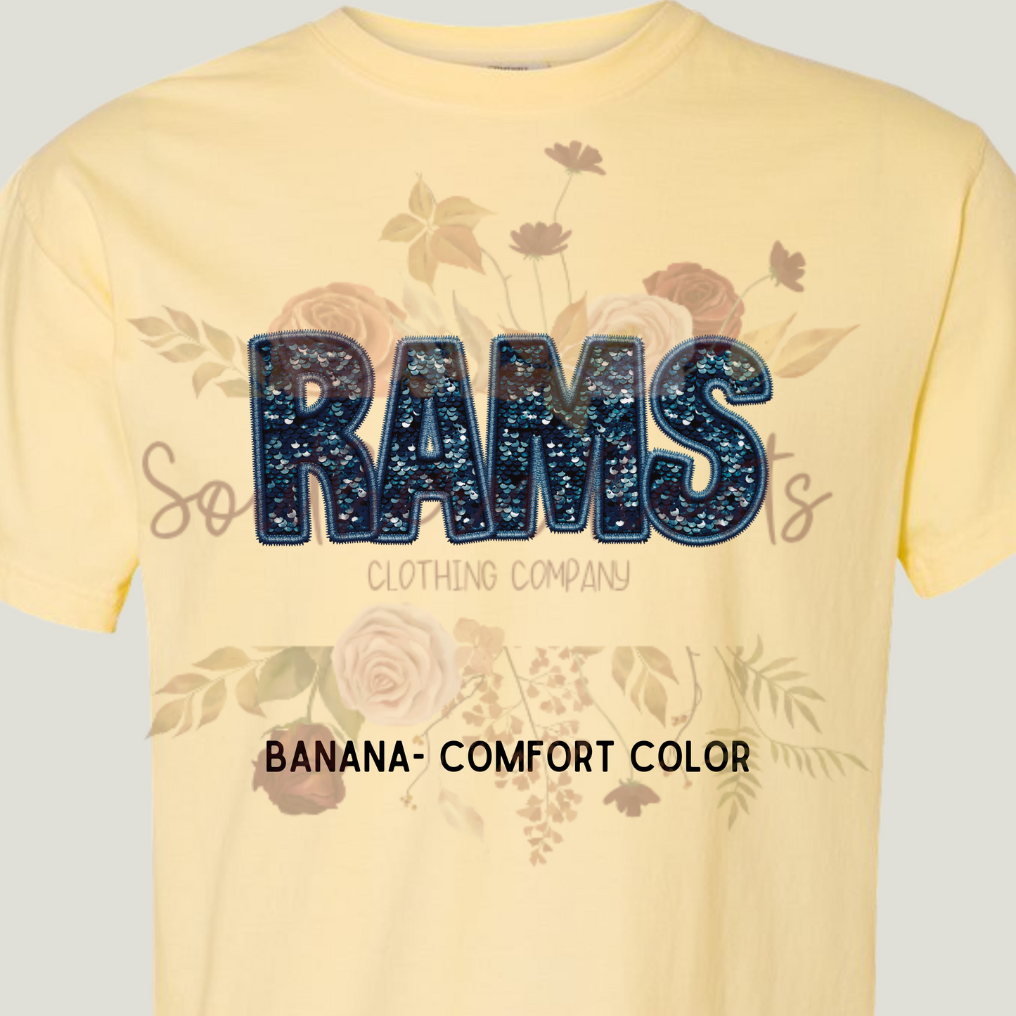 Faux Embroidery Sequin Rams T-Shirt