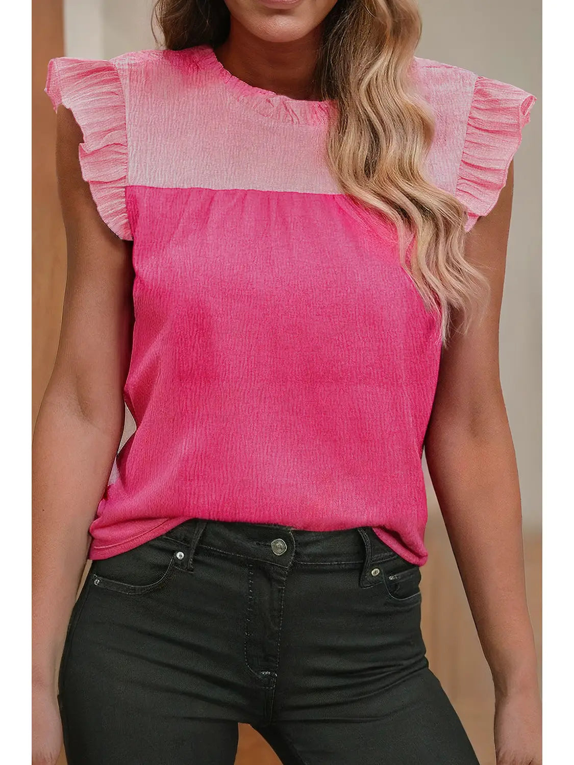 Ruffle Color Block Top * IN STOCK *