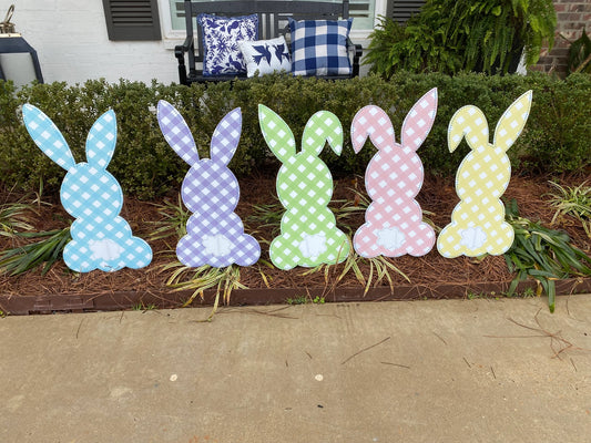 GINGHAM BUNNY YARD STAKE/FLOWER POT STAKE (PRE-SALE)