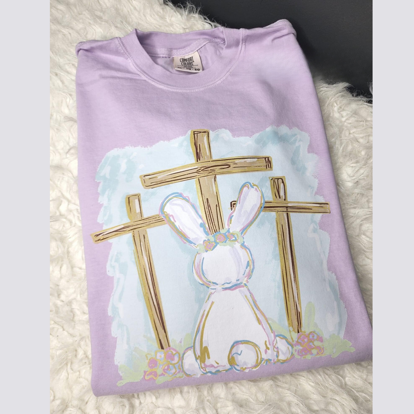 Cross & Bunny Watercolor T-Shirt (Kids & Adult)