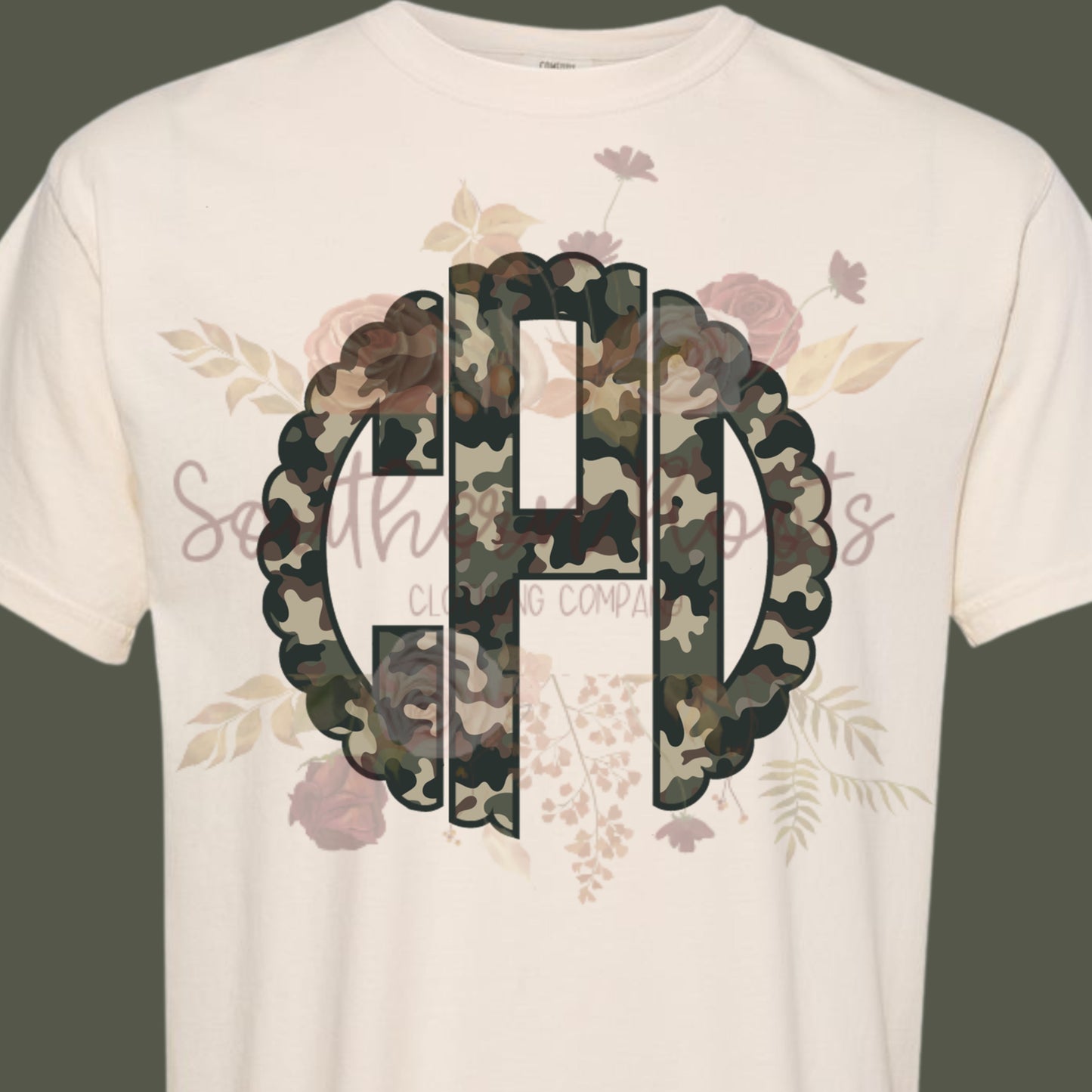 Scalloped Camo Monogram T-Shirt