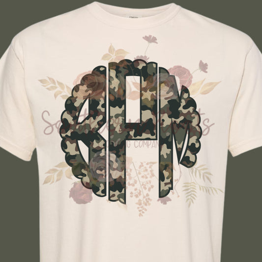 Scalloped Camo Monogram T-Shirt