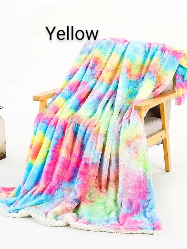 Tie Dye Fluffy Faux Fur Shaggy Blanket (PRE-ORDER)