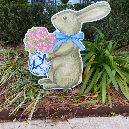 Bunny Full Of Flowers Yard Sign/ Flower Pot (PRE-SALE)