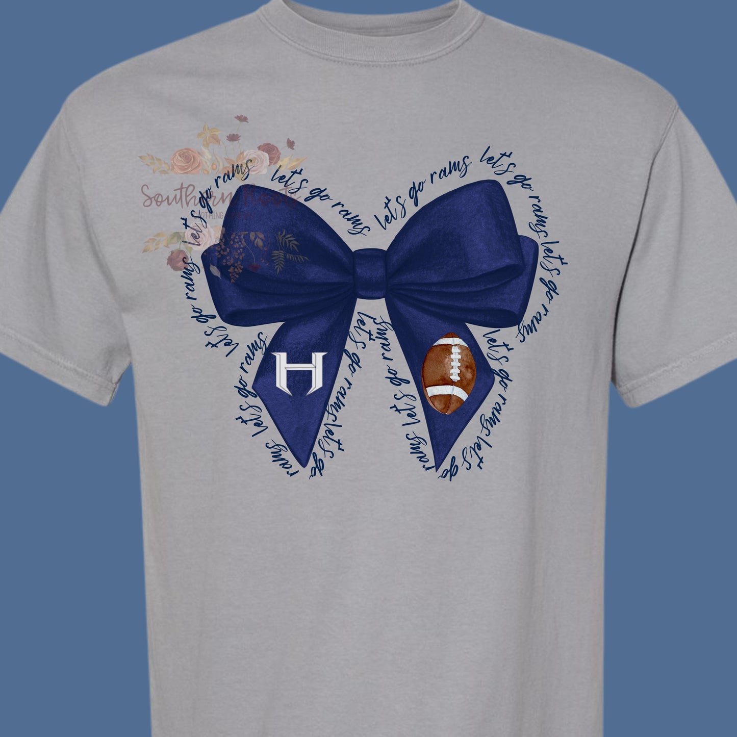 Water Color "Let's Go Rams" Coquette Headland Football T-Shirt