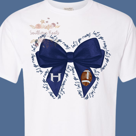 Water Color "Let's Go Rams" Coquette Headland Football T-Shirt