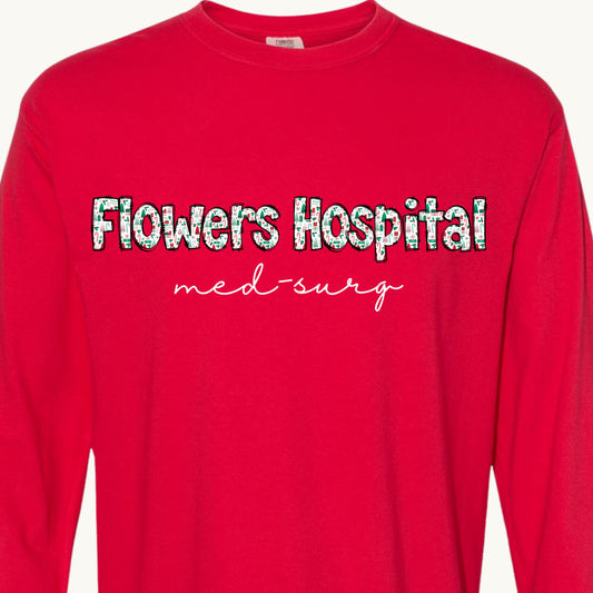 Christmas Doodle Letter Flowers Hospital T-Shirt