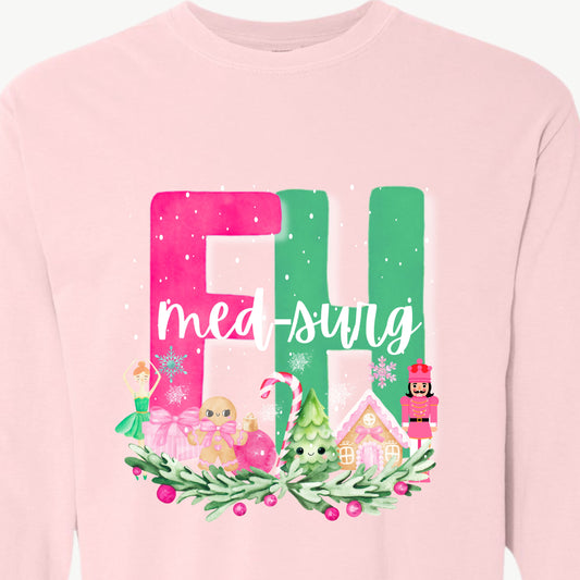 Watercolor Pink Christmas Flowers Hospital T-Shirt