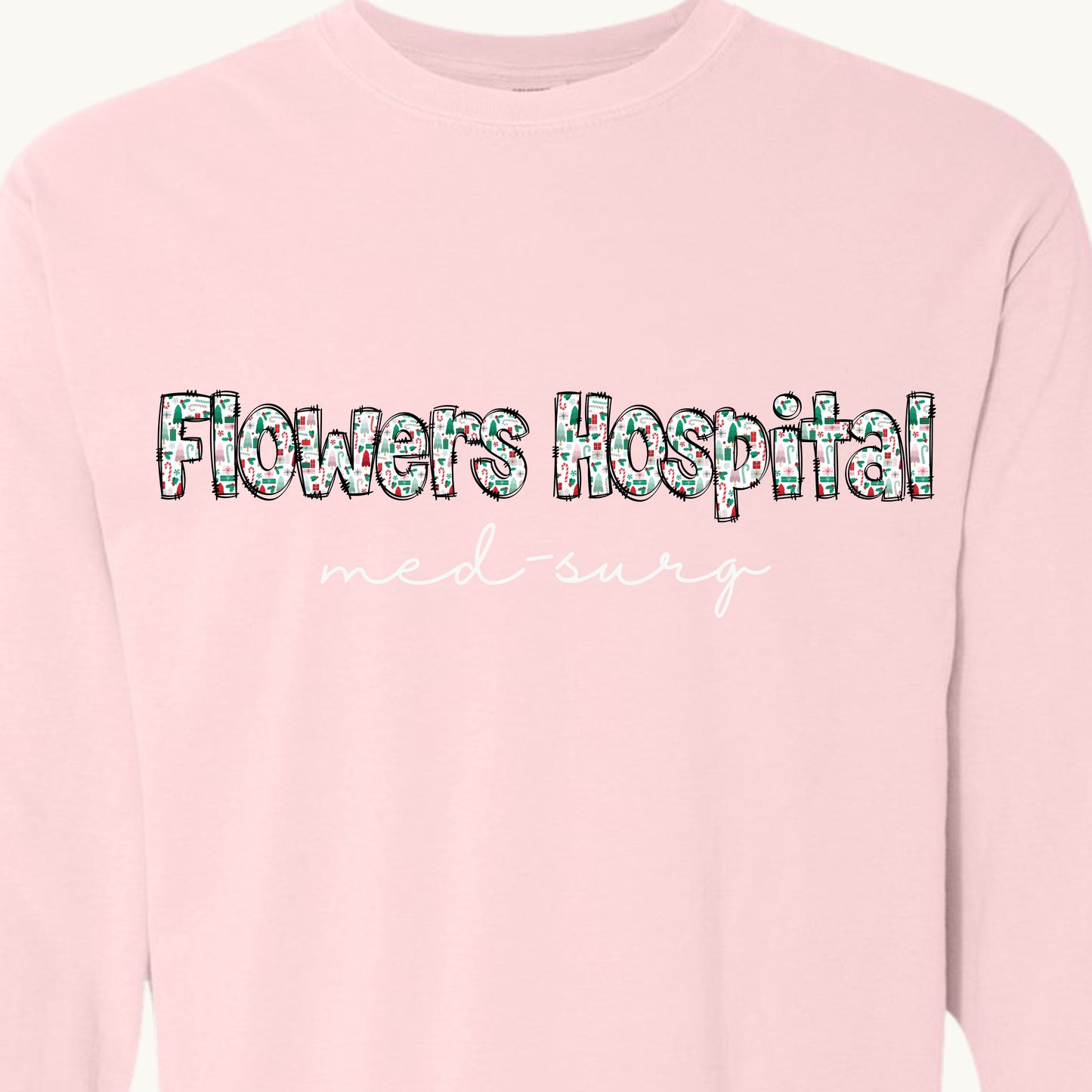 Christmas Doodle Letter Flowers Hospital T-Shirt