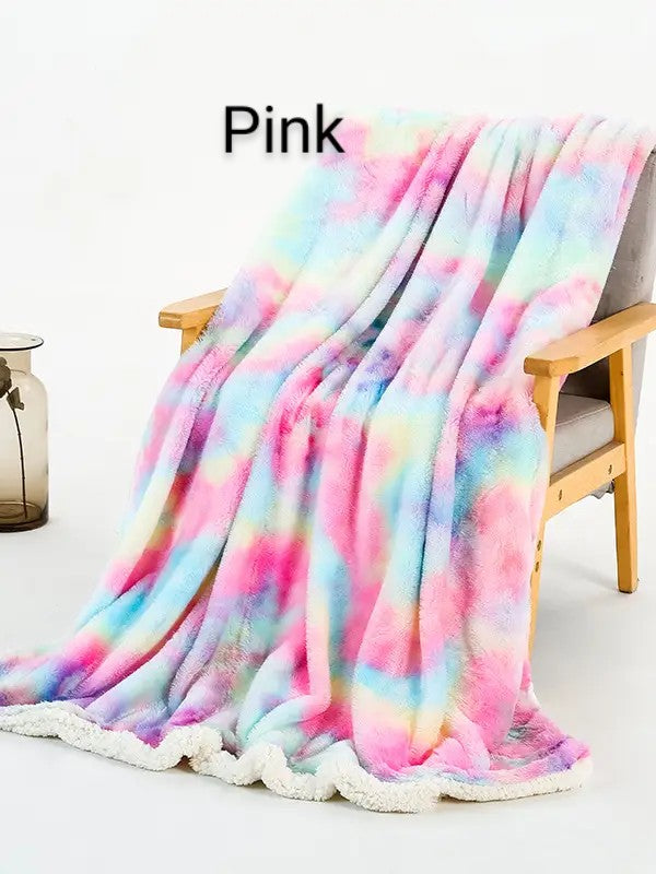 Tie Dye Fluffy Faux Fur Shaggy Blanket (PRE-ORDER)