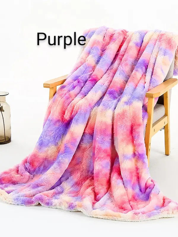 Tie Dye Fluffy Faux Fur Shaggy Blanket (PRE-ORDER)